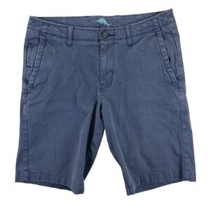Tommy Bahama Chino Shorts Men's 34 Blue Stretch Cotton Flat Front Casual